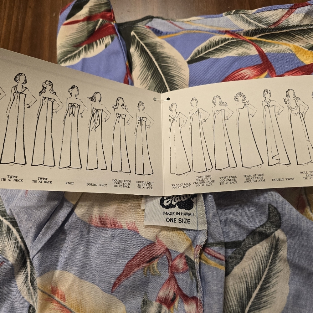 Vintage 80s/90s Hilo Hattie Pareau Wrap Dress Sarong NWT Made in Hawaii - Picture 5 of 8